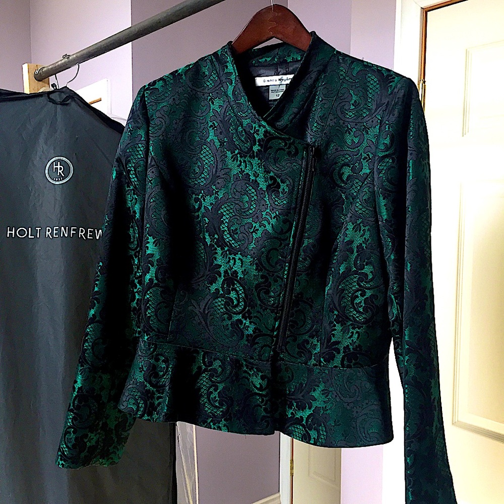 Bianca Nygard Sexy Black+Green Paisly Blazer New - Picture 10 of 16